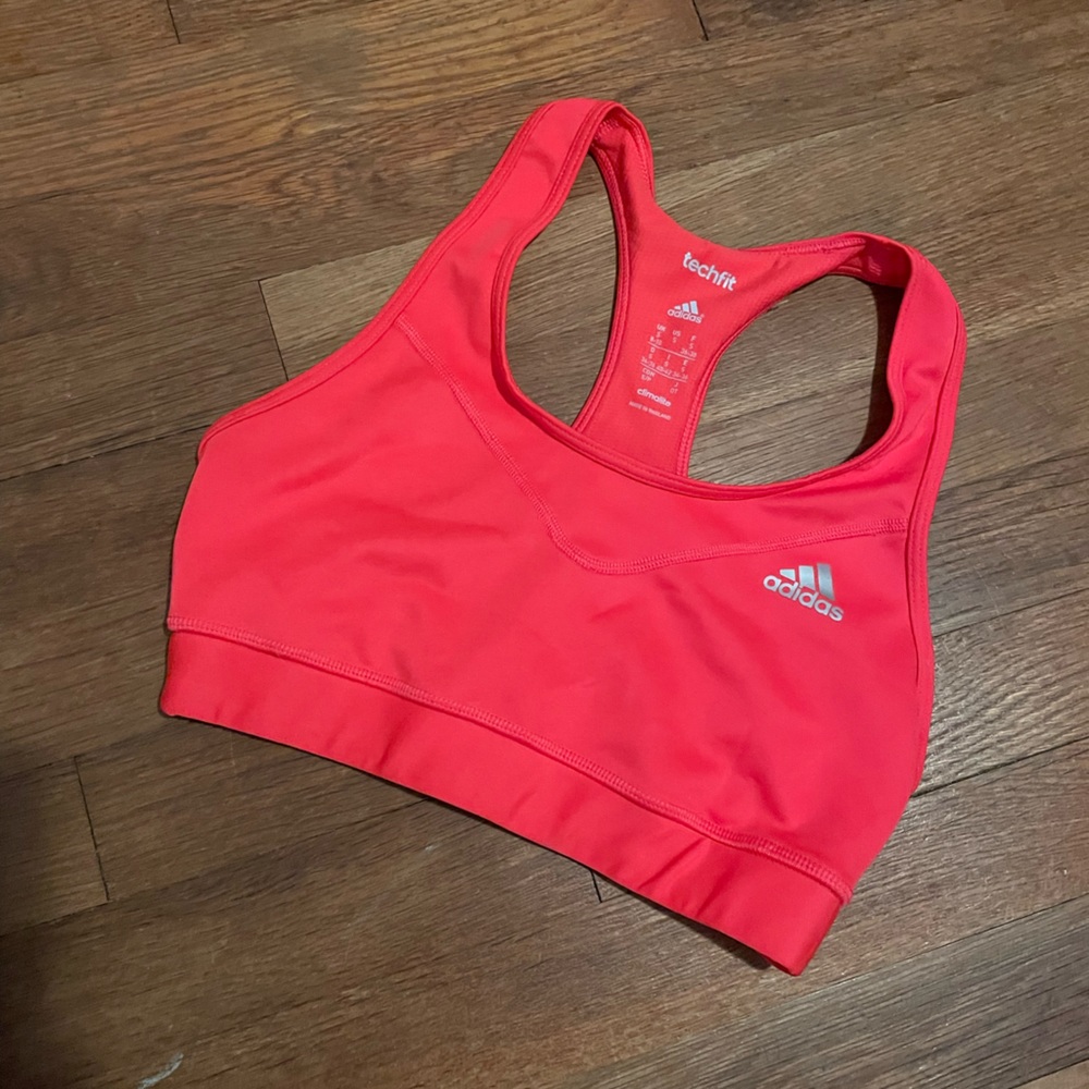 Adidas Climalite Techfit Coral Pink Sports Bra Size Youth S